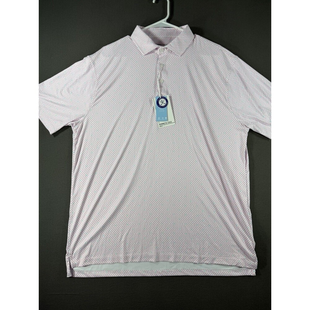 Kenneth Cole Golf Polo Mens XL Pink Stingray Print Performance Premium Shirt